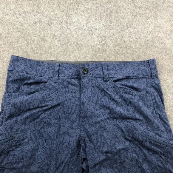 Eddie Bauer Shorts Mens 38 Blue Topo Print Hiking Zip Pockets Outdoor Trail - Picture 4 of 10
